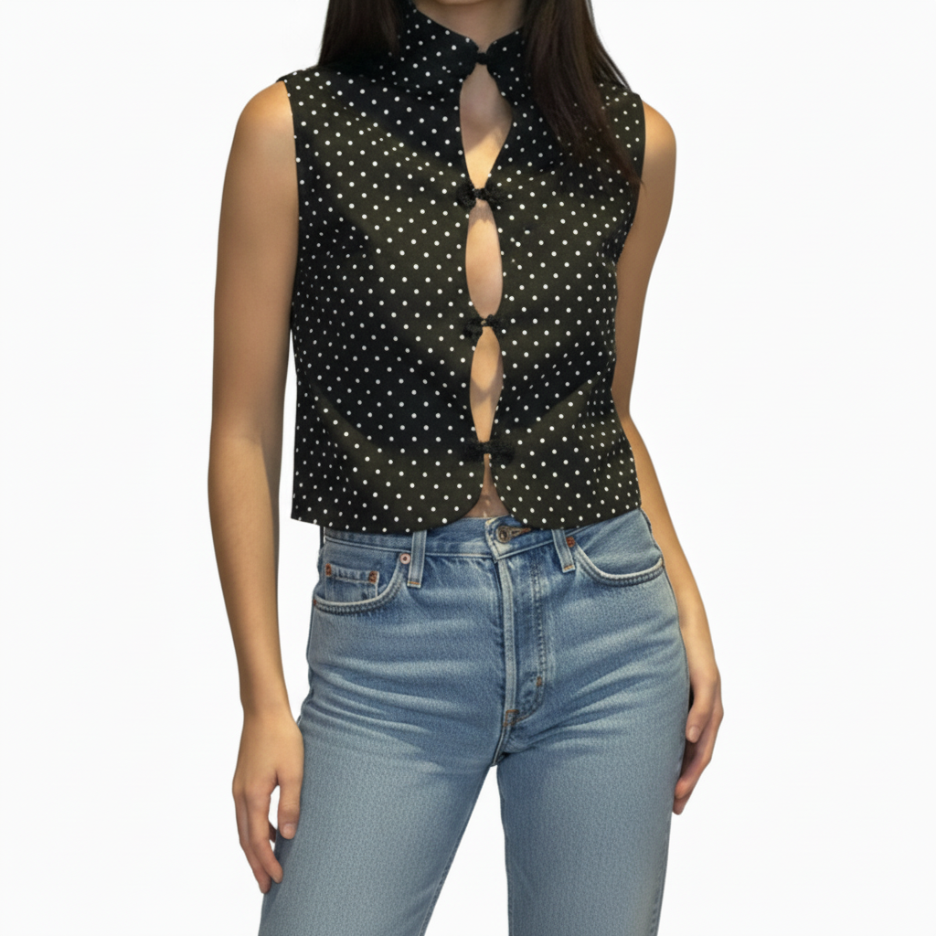 Polka dot top (Confeccionado en percal de algodón)