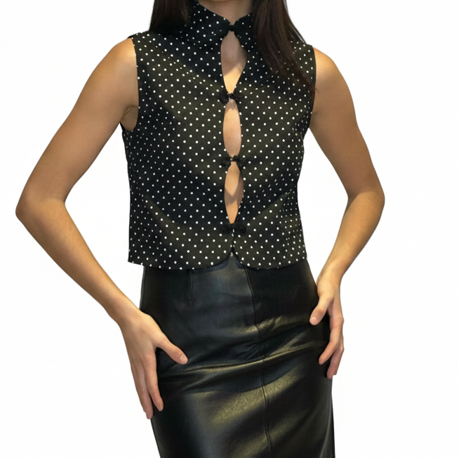Polka dot top (Confeccionado en percal de algodón)